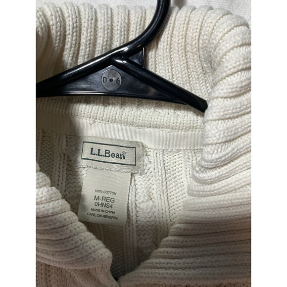 L.L.Bean Women’s Ivory Cable Knit Short Sleeve Mock Neck Sweater M - Picture 2 of 4